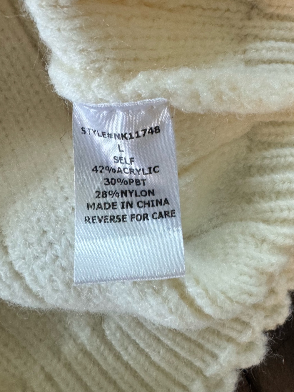 NWOT Lumiere Cream Bobble Knit Cropped Crewneck Sweater. Size L. - Picture 5 of 5